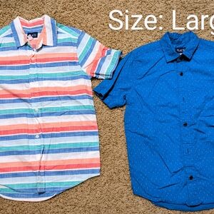 Colorful Striped and Blue Patterned Shirts - Size Large
